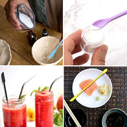 8 Pack Mini Silicone Spatula Set Double Ended Jar Scraper Tiny Spatula