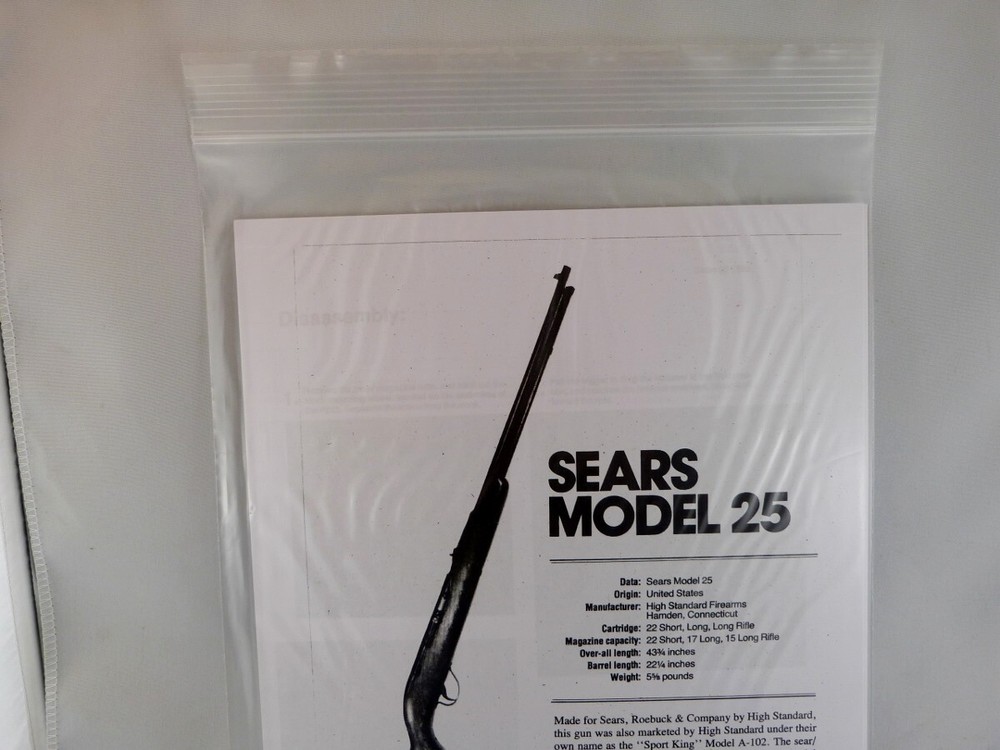 SEARS MODEL 25 RIFLE BREAK DOWN INSTRUCTION KIT