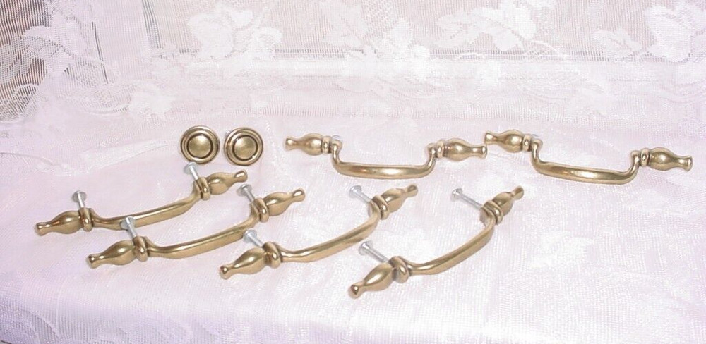 Brass Drawer Pulls Knobs Mixed Lot 8 Piece Metal