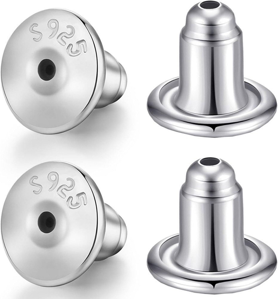 2 Pairs Earring Backs for Studs Secure,925 Sterling Silver Earrings Backs Replac