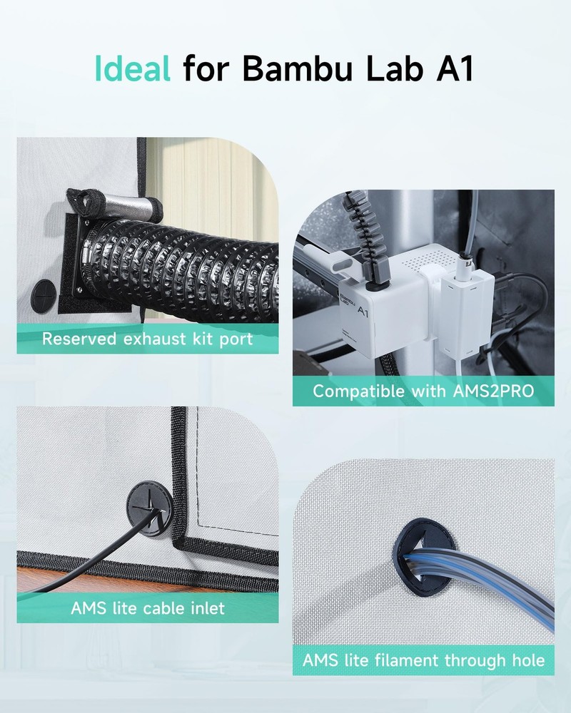 TOPCUBE 3D Printer Enclosure for Bambu Lab A1, Upgraded Large For Grey