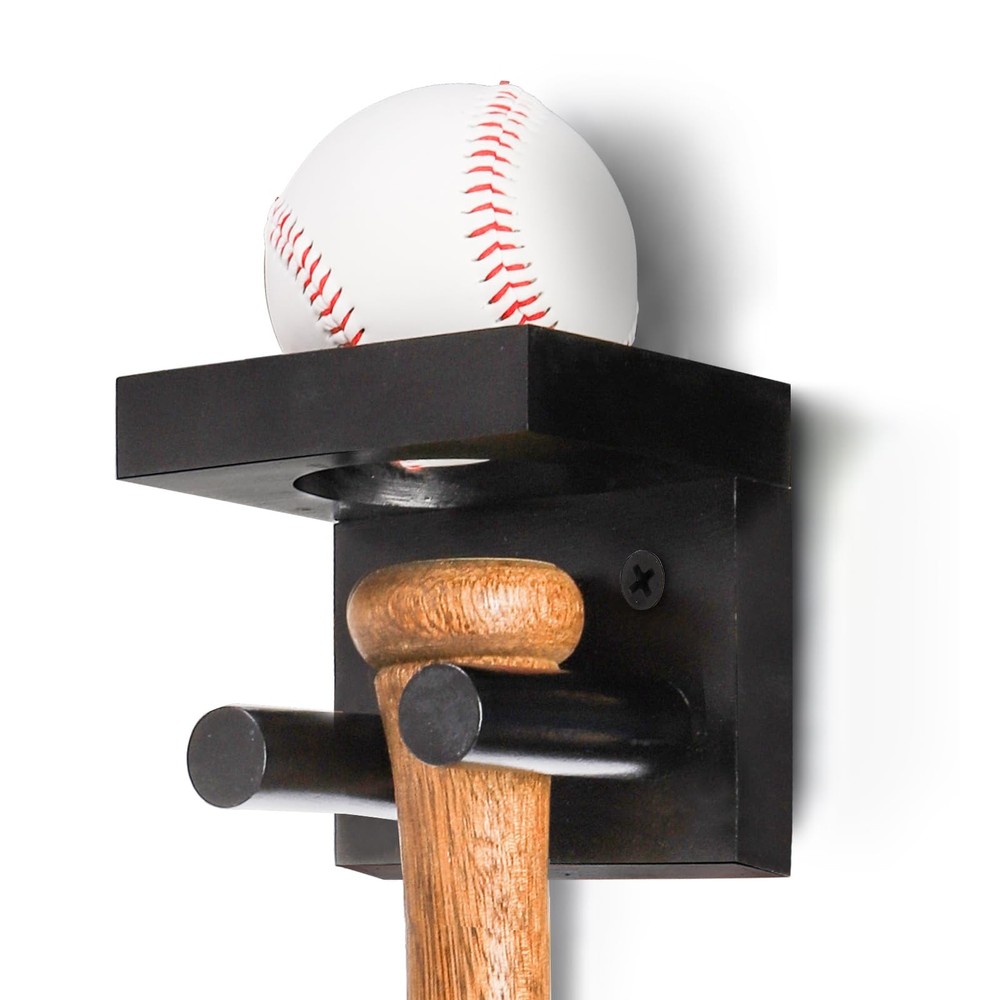 Tebery 2 Pack Baseball Bat Rack, Baseball Bat Holder for Wall, Baseball Softb...