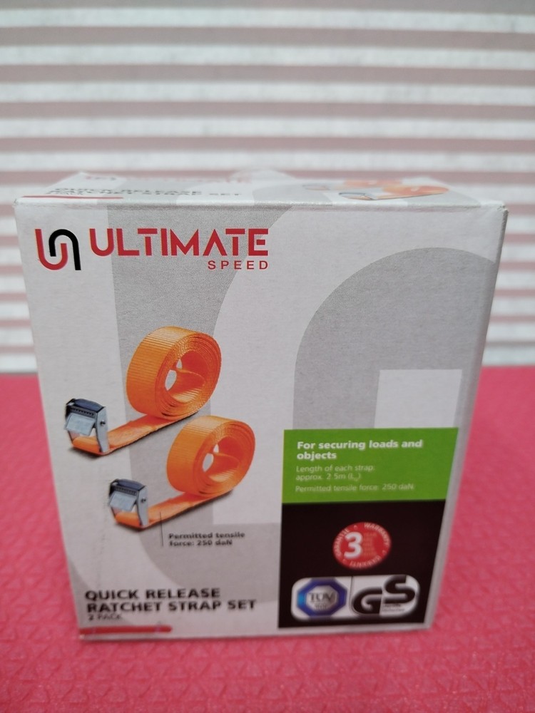 ULTIMATE SPEED TIDE & QUICK RELEASE RATCHET STRAP SET 2 PACK 2.5M 250daN 🚗🔩