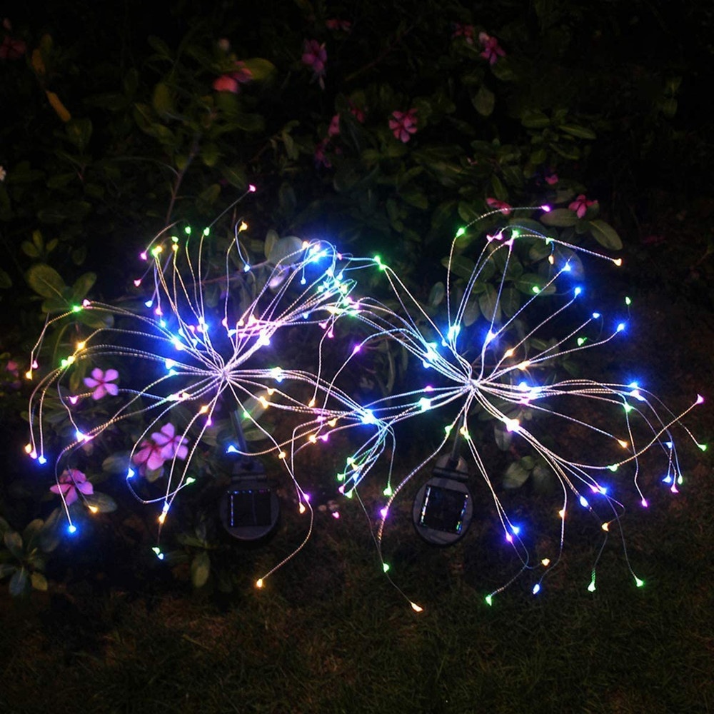 2 Pack 105 LED Solar Stake Light for Walkway Pathway Mulit-Color