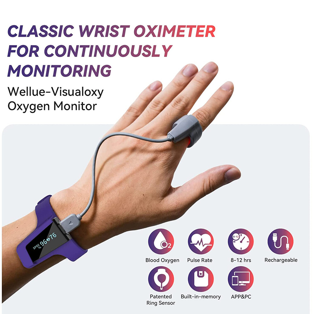 Wellue Wrist Pulse Oximeter for Oxygen Level & Pulse Rate Bluetooth Refurbished