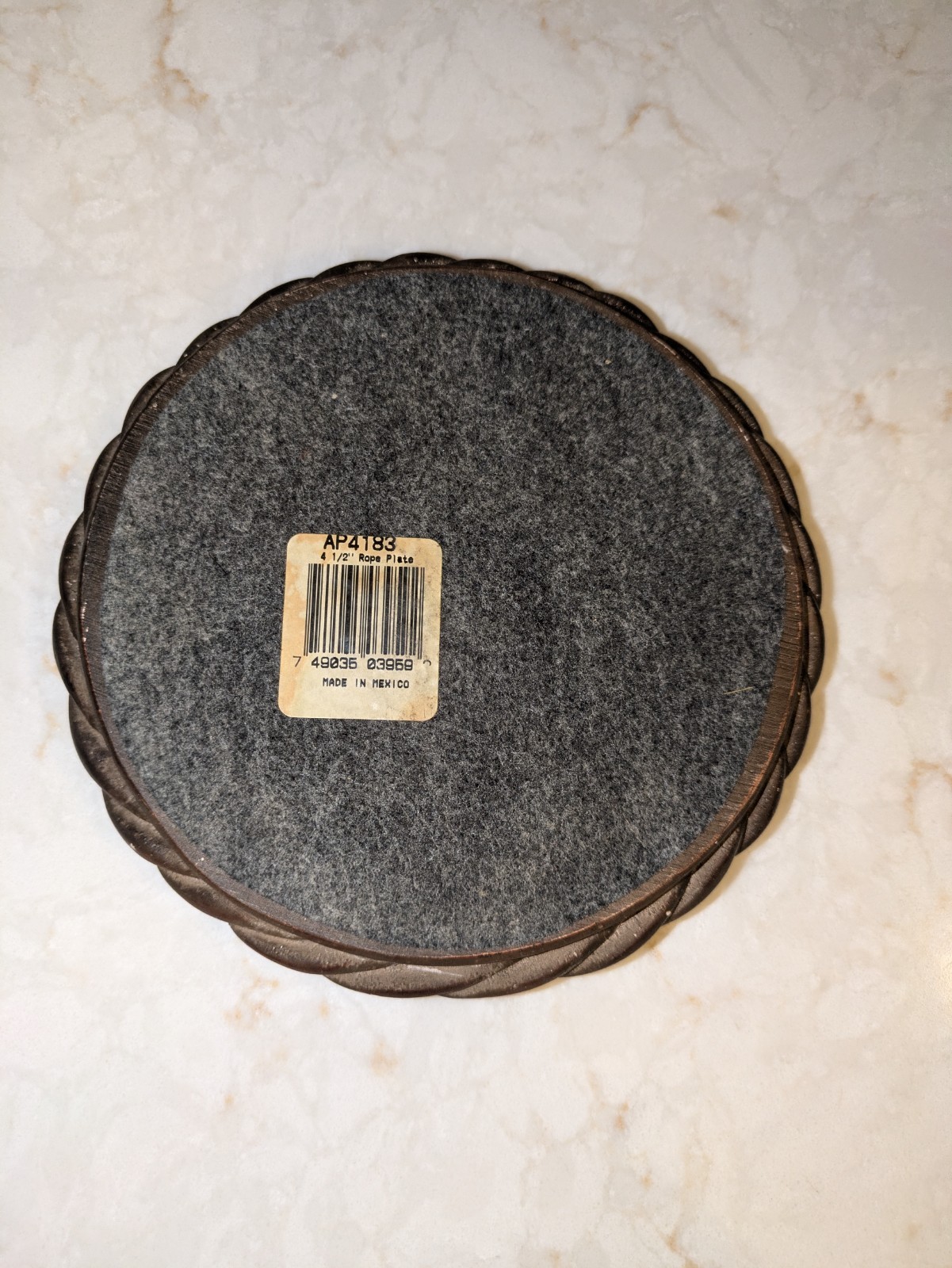 AUSTIN PRODUCTIONS SCULPTURE 4.5" Rope Plate Candle Display (Brown Pottery)