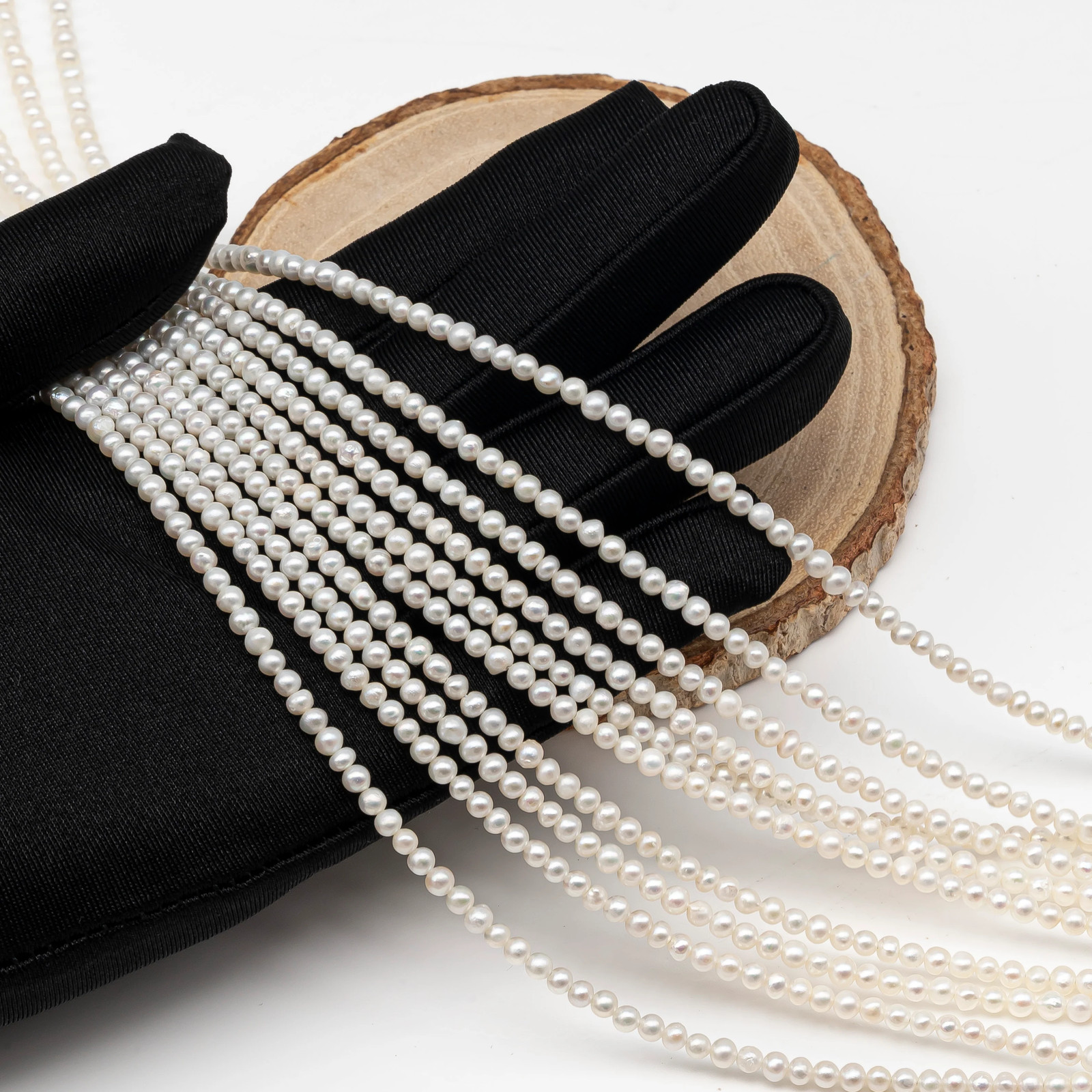 2.5-3mm or 3-4mm Freshwater Pearls Near Round Pearl Beads, White Color, Seed Pe