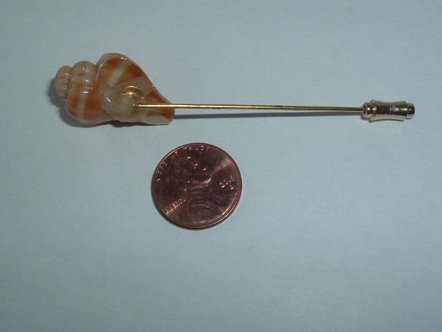 VINTAGE SHELL STICK PIN LAPEL PIN