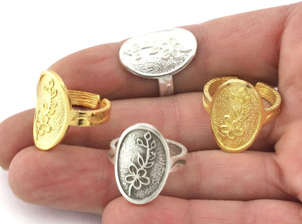 Birth Monthly Flower (May Hawthorne) Adjustable Ring Raw Solid Brass 8us 5319
