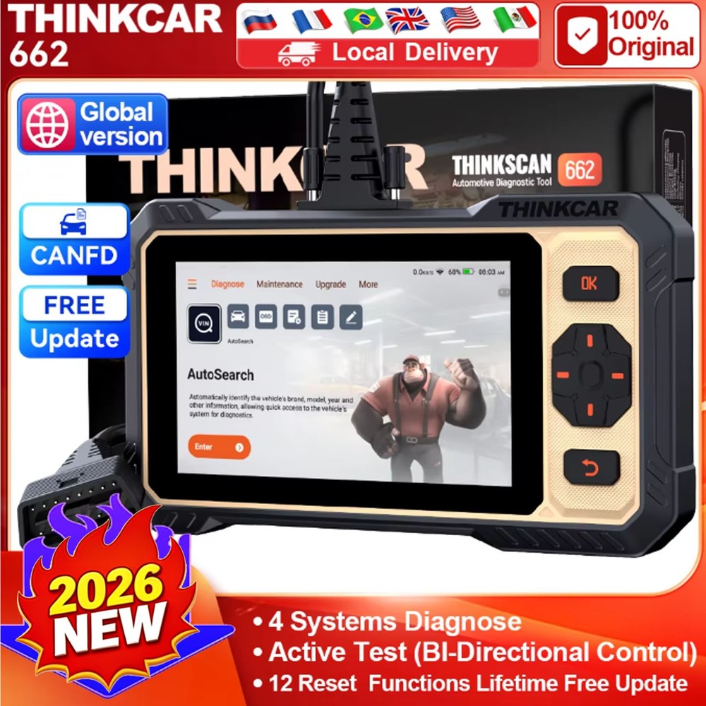 THINKSCAN 662 CAN FD OBD2 Scanner Tool ECM/Transmission/ABS/SRS Diagnostic Tool