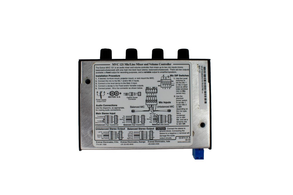 Extron MVC 121 Three Input Mixer / Volume Controller UNIT ONLY | TESTED