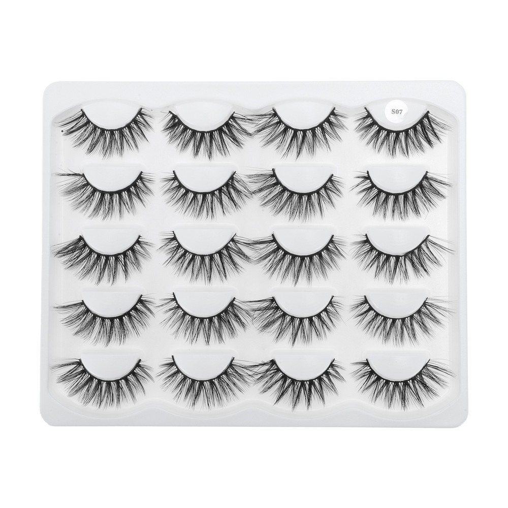 S07 False Eyelashes for Makeup Black 10 Pair