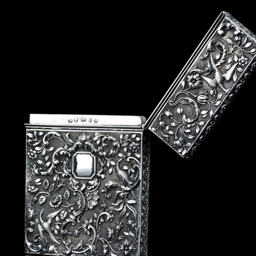 Antique Georgian Solid Silver Card Case with Gorgeous Decorations - Willmore 183