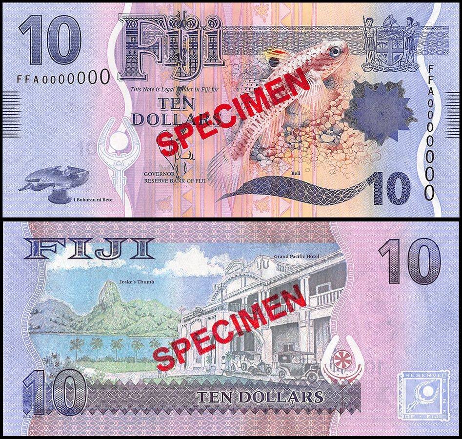 Fiji 10 Dollars, 2012 ND, P-116s, UNC, Specimen
