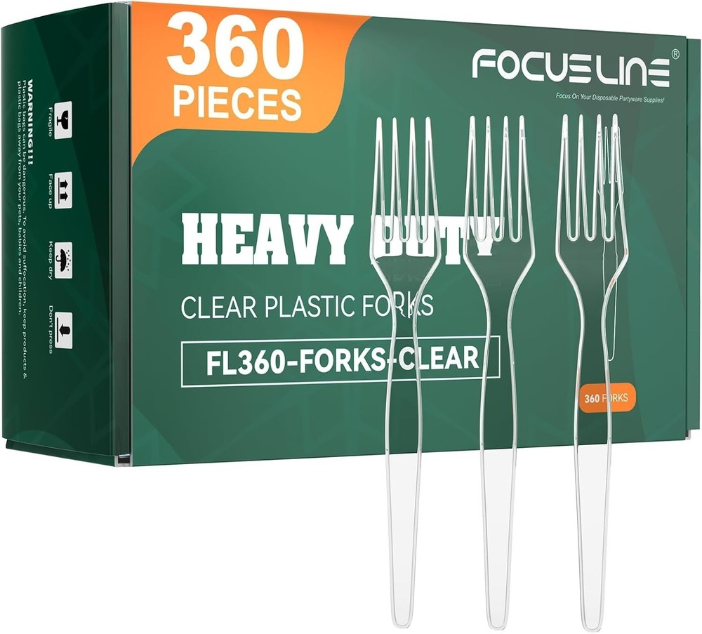 360 Count Clear Plastic Forks Heavy Duty, Solid and Durable Disposable Forks...