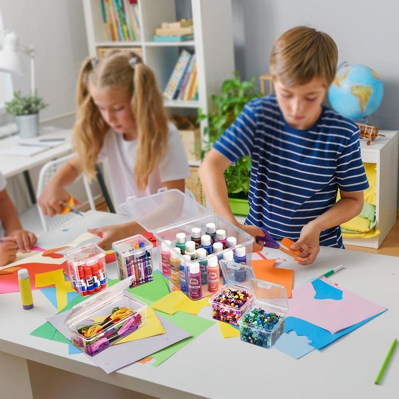 6-Piece Craft Storage Container Set W/ Lids Beads Accessories Organizing New