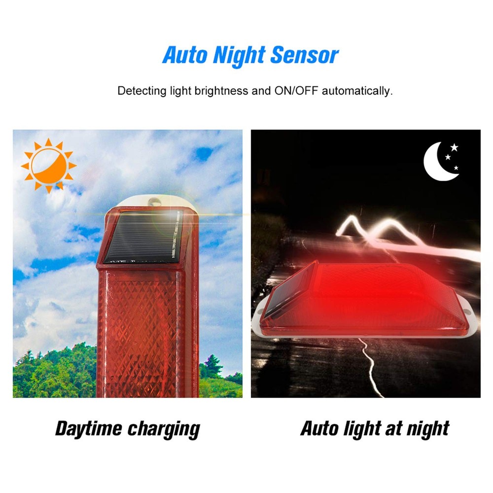 Solar Strobe Warning Light: Sensitive LED Warning Lamp High Bright Waterproof...