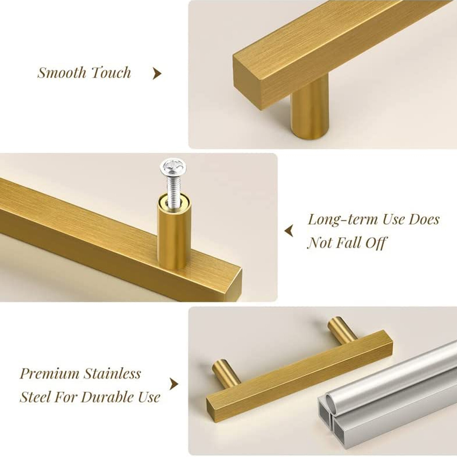 Stainless Steel Kitchen Square Cabinet Handles Black Gold T Bar Drawer Pulls Lot