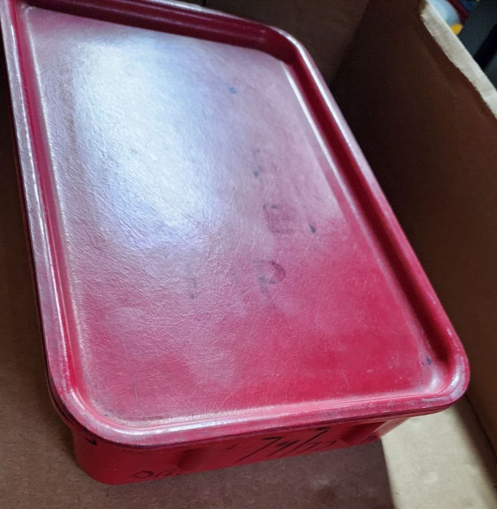 Molded Fiberglass Toteline Tray Storage Container With Lid RED 9in x 5.5in x 2in