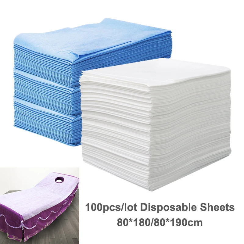 100 Pcs Disposable Bed Sheets Non Woven Spa Massage Breathable Solid Bed Cover