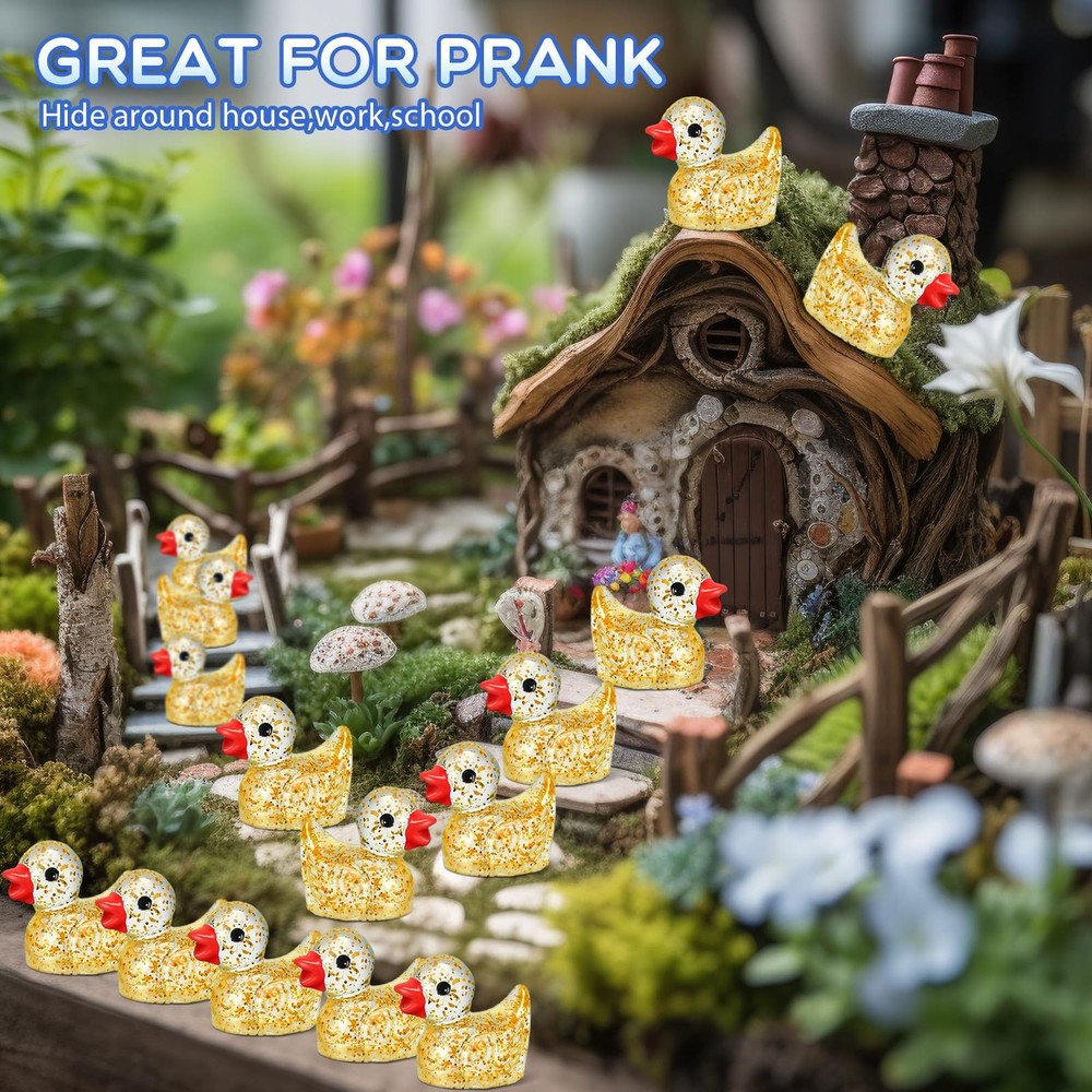 800 Pack Glitter Mini Resin Ducks Bulk Mini Ducks Pranks Hide Miniature Figur...