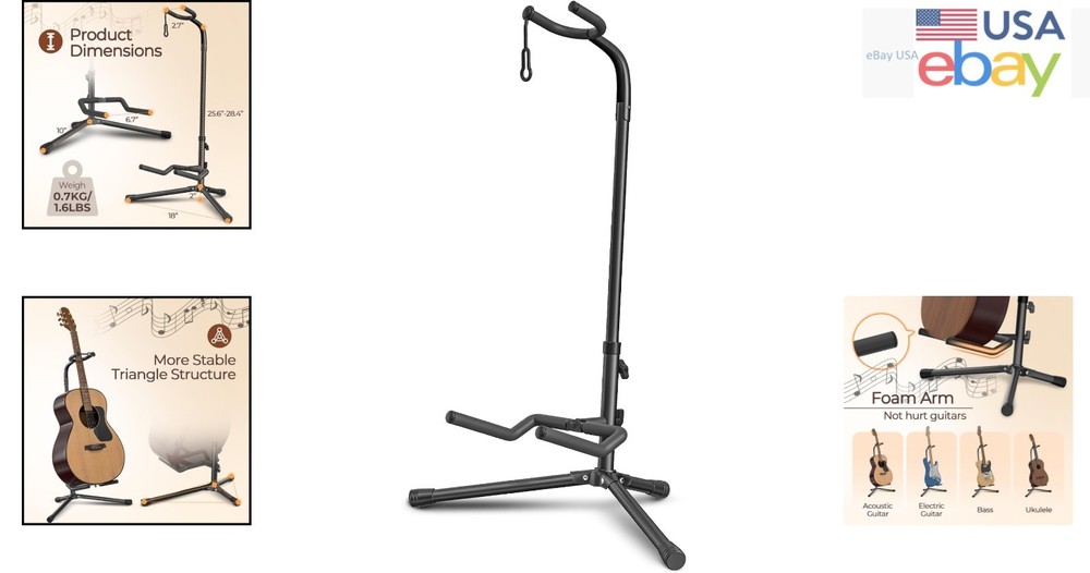 Adjustable Guitar Stand for Electric and Classical Instruments, 20LB Capacity