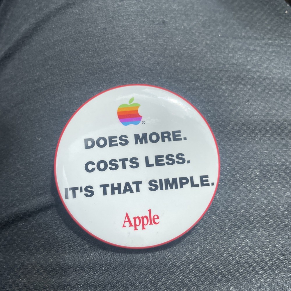 Apple Computer Advertising 2.25" Button Pin Does More Cost Less