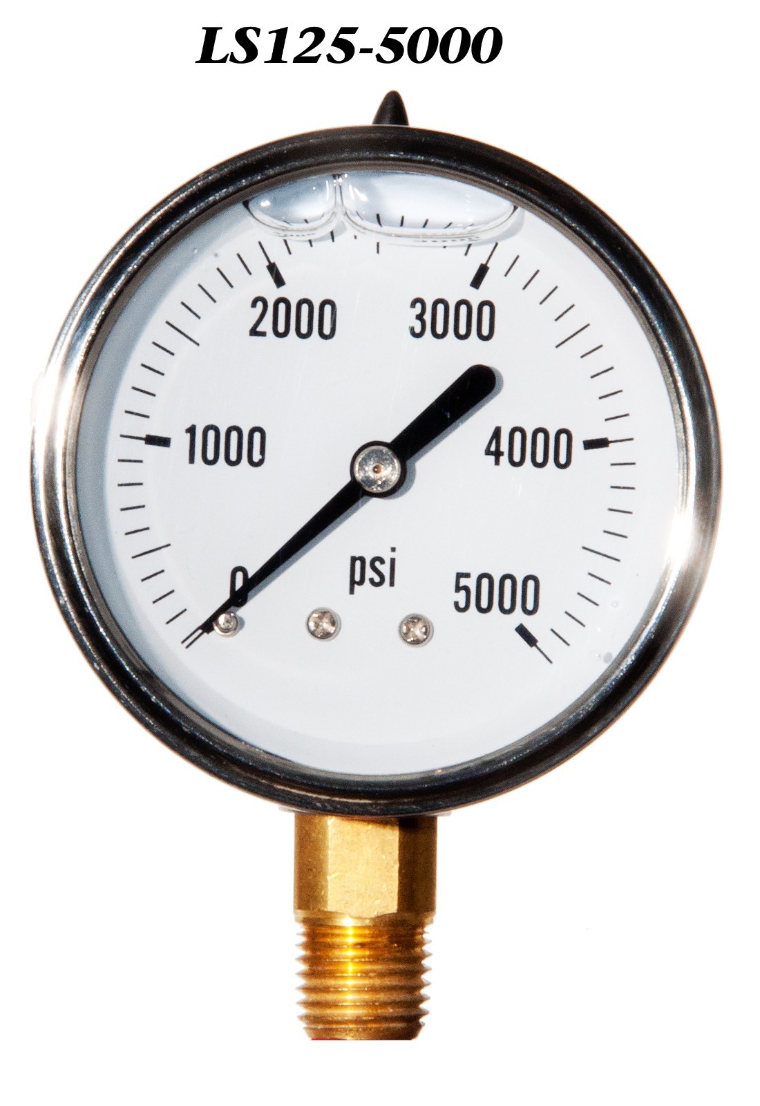 Pressure Gauge Liquid Filled  0-5000 PSI ,2.5”  Face, 1/4" LM NPT