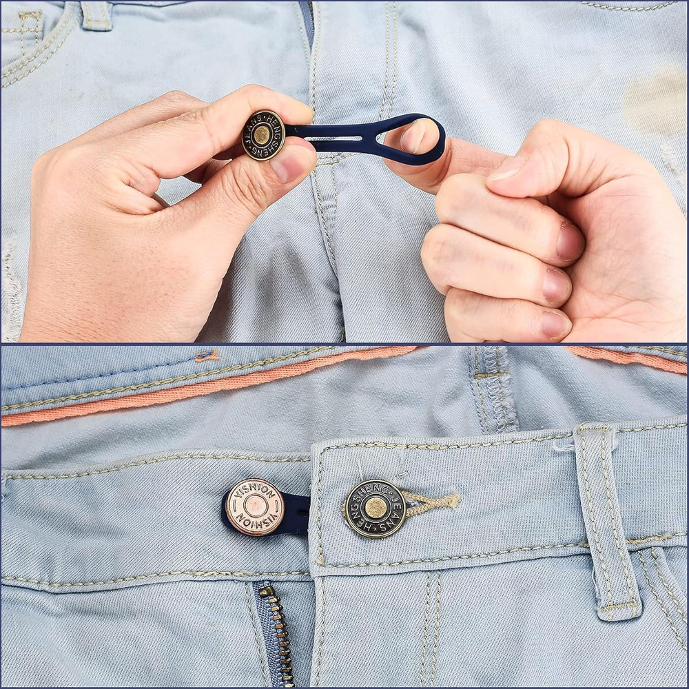 6 Pcs Jean Button Extender Pants Extender for Moderate dark blue