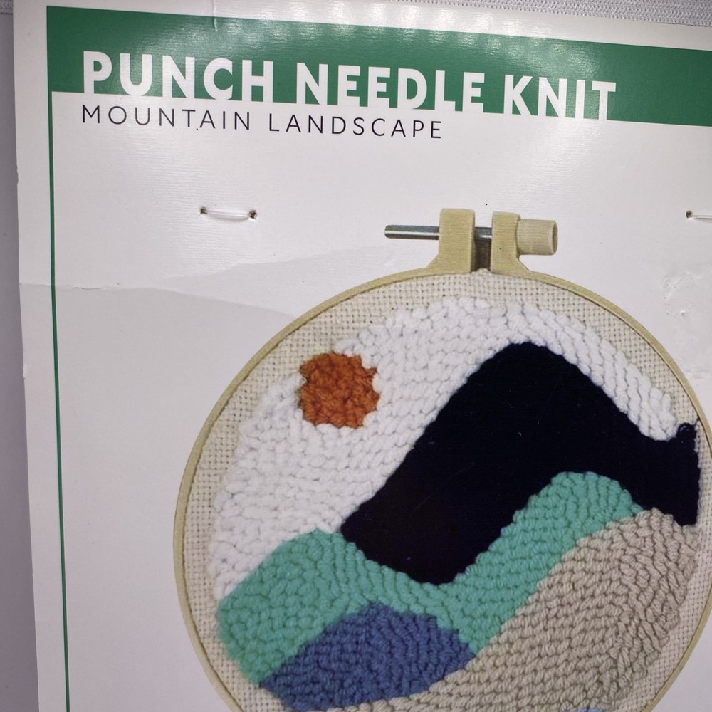 Punch Needle Kit Mountain Landscape 6@ Round Hoop Frame Punch Needle String