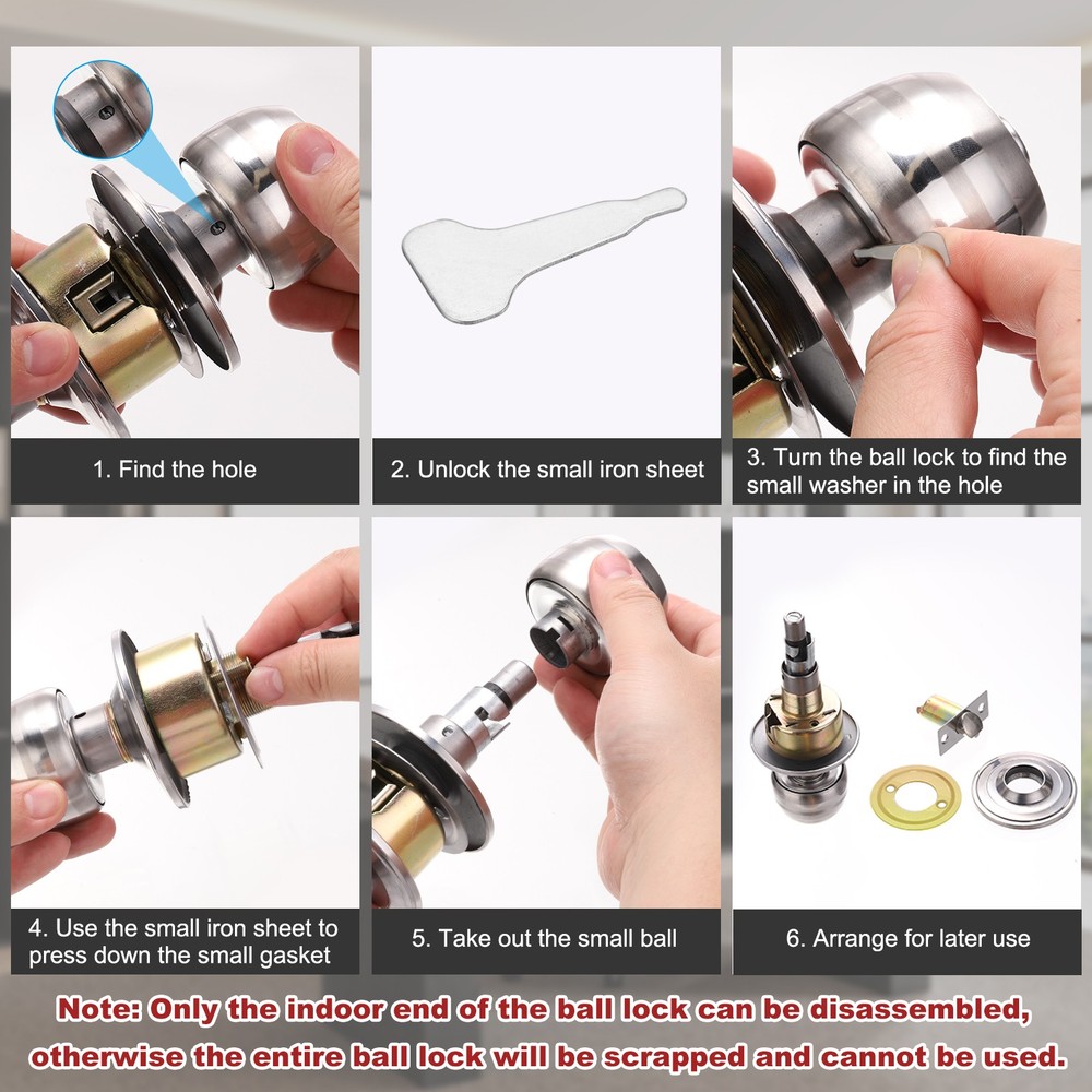 Entry Door Knobs with Key Stainless Steel Round Ball Lock 60mm (2-3/8") Backset