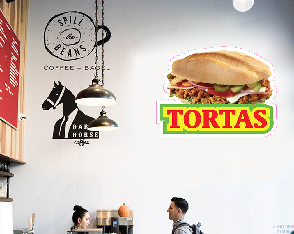 Food Truck Decals Tortas Style A Restaurant & Food Concession Sign Brown