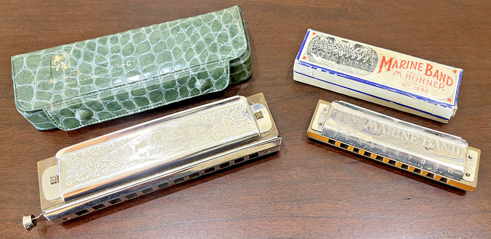 Two Vintage M. Hohner Harmonicas with Cases