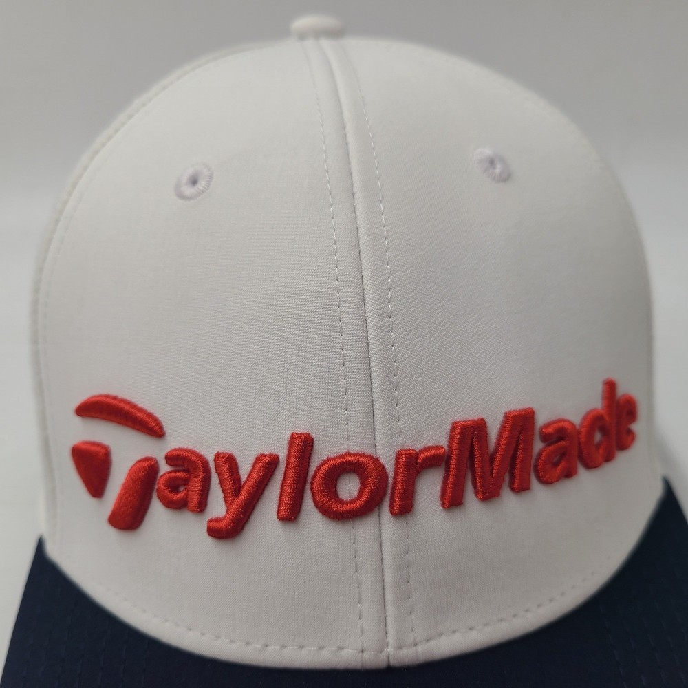 TaylorMade Hat Adjustable White Blue Red Golf Performance Polyester Casual Men