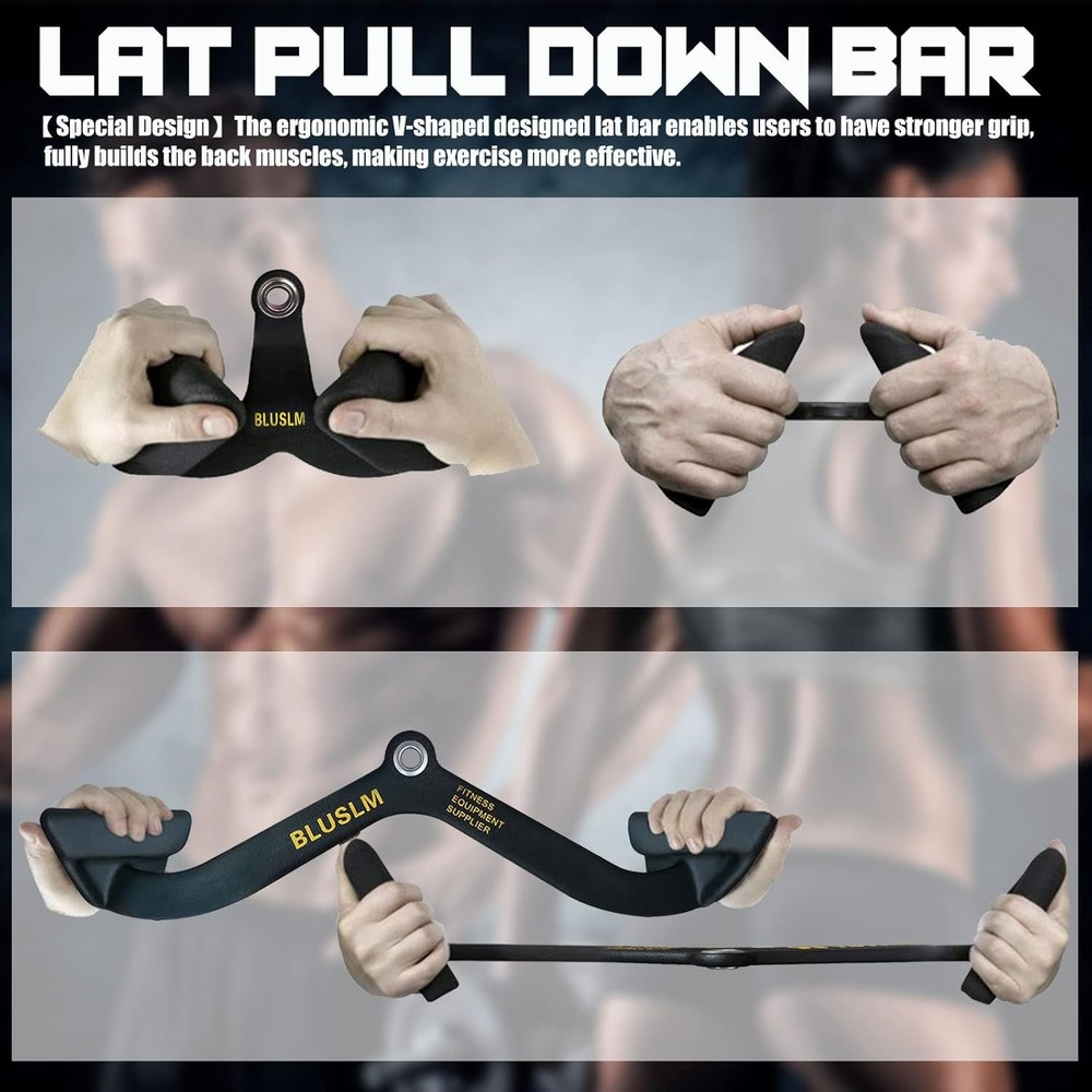 LAT Pull Down Bar for Cable Machine, LAT Pulldown Attachments T Bar V Bar Cable