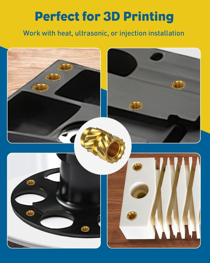 152 Pcs Threaded Inserts for Plastic, 3 Sizes of M3 Heat Set Inserts with Sol...