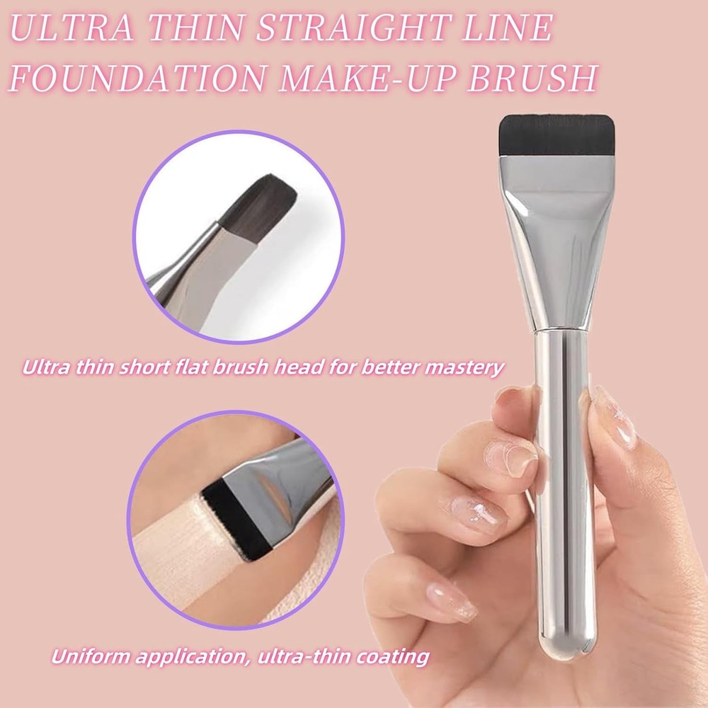 2pc Thin Foundation Makeup Brush Flat Liquid Foundation Brush Straight Edge