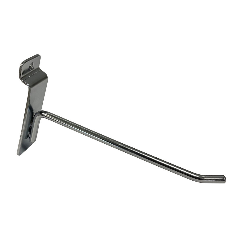 8" Slatwall Hook Panel Display Hooks, 1/4" Thickness Metal, Chrome - PACK 12