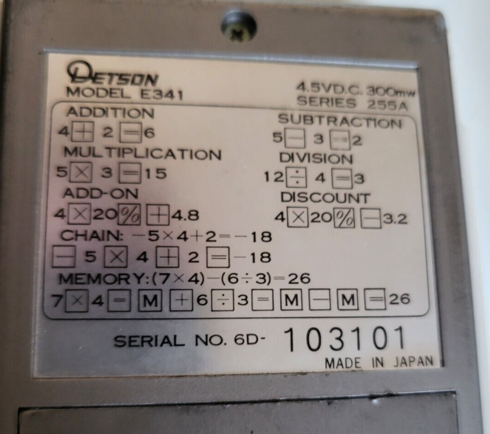 RARE DETSON E341 CALCULATOR & LEATHER CASE