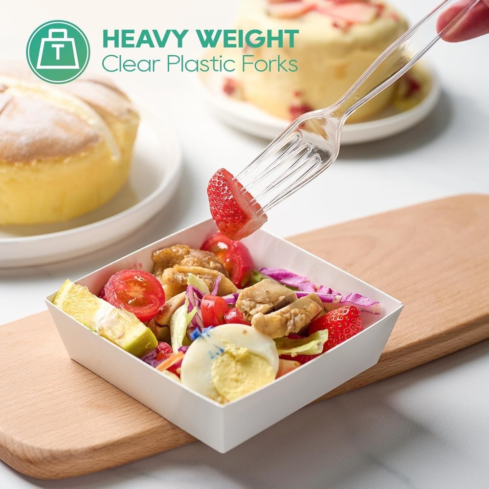 360 Count Clear Plastic Forks Heavy Duty, Solid and Durable Disposable Forks...