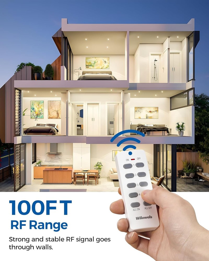 Remote Control Outlet with 3 Outlets & 3 USB Ports, 100FT RF Range
