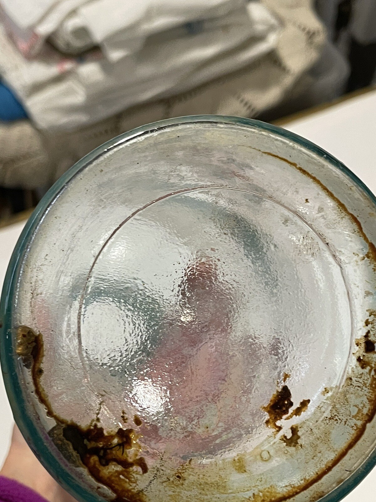 VTG Embossed CHAS H. PHILLIPS CHEMICAL CO. Bottle Blue Green Glass 10.5" tall