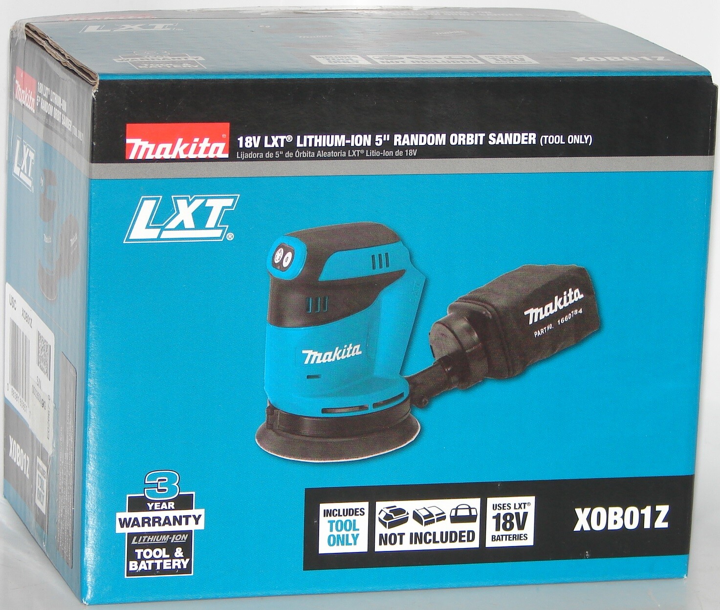 Makita XOB01Z 18V LXT Lithium‑Ion Cordless 5" Random Orbit Sander, Tool Only