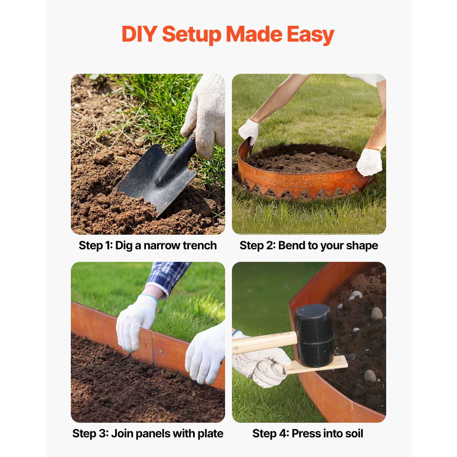 Uimoso Corten Steel Garden Edging 40 x 6 in Flexible Metal Landscape Border