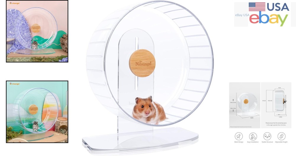 Durable Transparent Hamster Wheel with Adjustable Height for Small Breeds