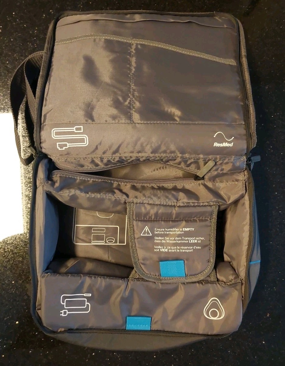 ResMed Airsense 10 CPAP Travel Bag With Shoulder Strap Black Gray