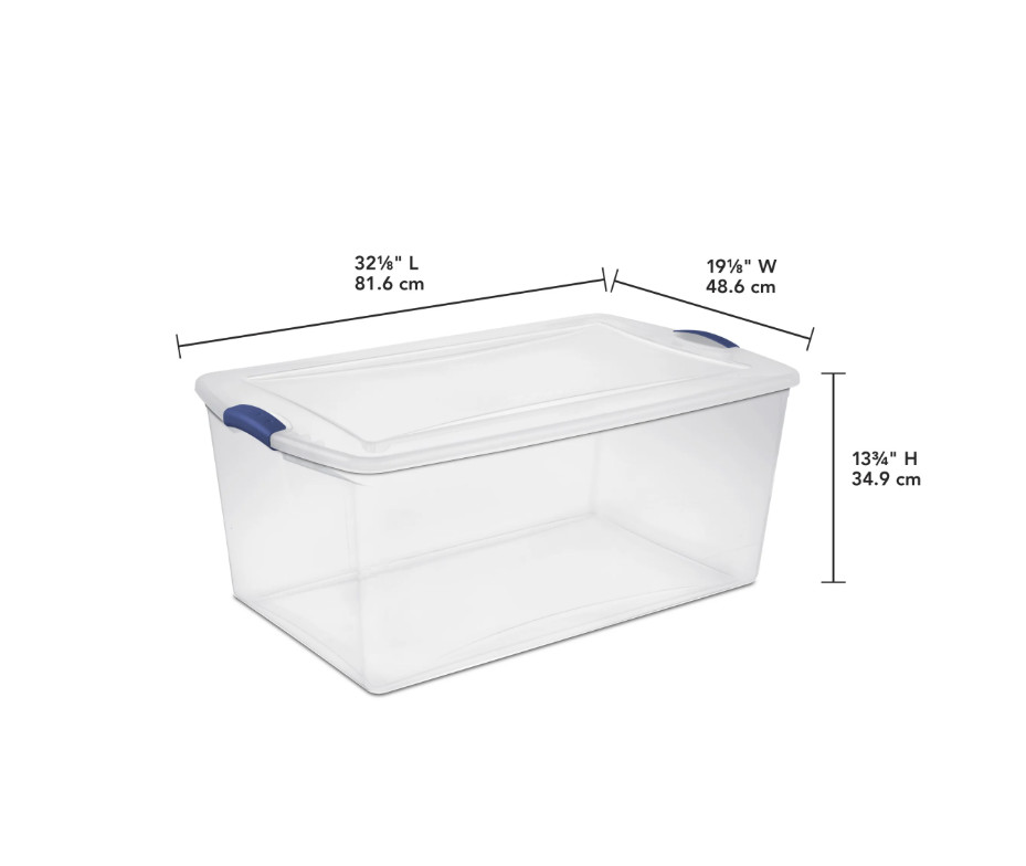 Sterilite 105 Quart Extra-Large Latching Storage Bin, Clear Plastic Storage Cont