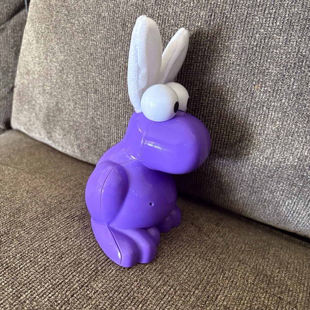 Big Nerds Purple Plastic Nerd Candy Container Easter Bunny Felt Ears Empty