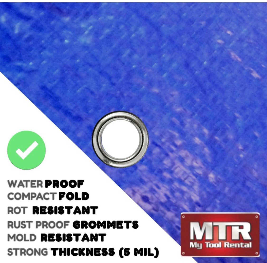 MTR 5 Mil Ultimate Poly Tarp 6ft X 8ft Blue Tarp Heavy Duty Tarp Water Proof