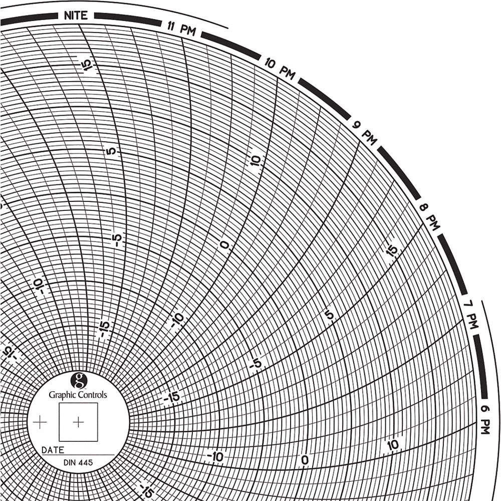 GRAPHIC CONTROLS Chart 445 Circular Paper Chart, 24 hr, 60 pkg 30ZY31